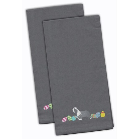 Carolines Treasures Bearded Collie Easter Gray Embroidered Kitchen Towel CK1605GYTWE